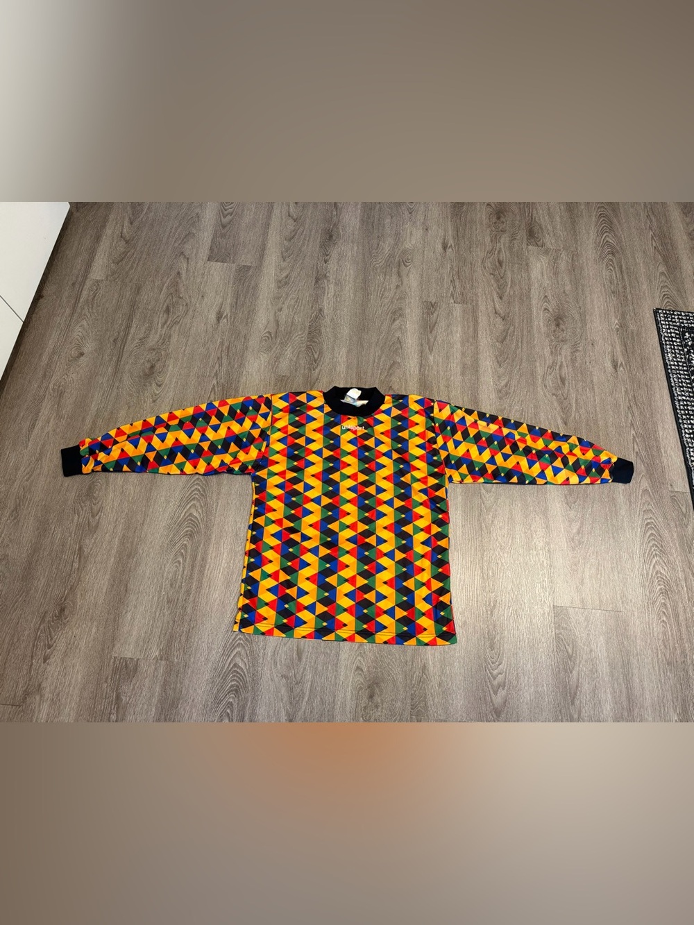 UHLSport Goalkeeper Shirt Mens Large Argyle Yellow Red Gaolie